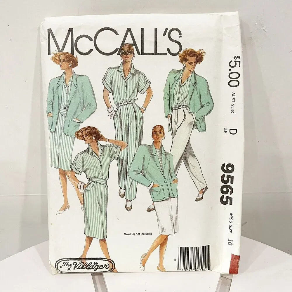 UNCUT Vintage McCall’s Sew Pattern 9565 Jacket Shirt Skirt‎ Pants Sz 10 Capsule